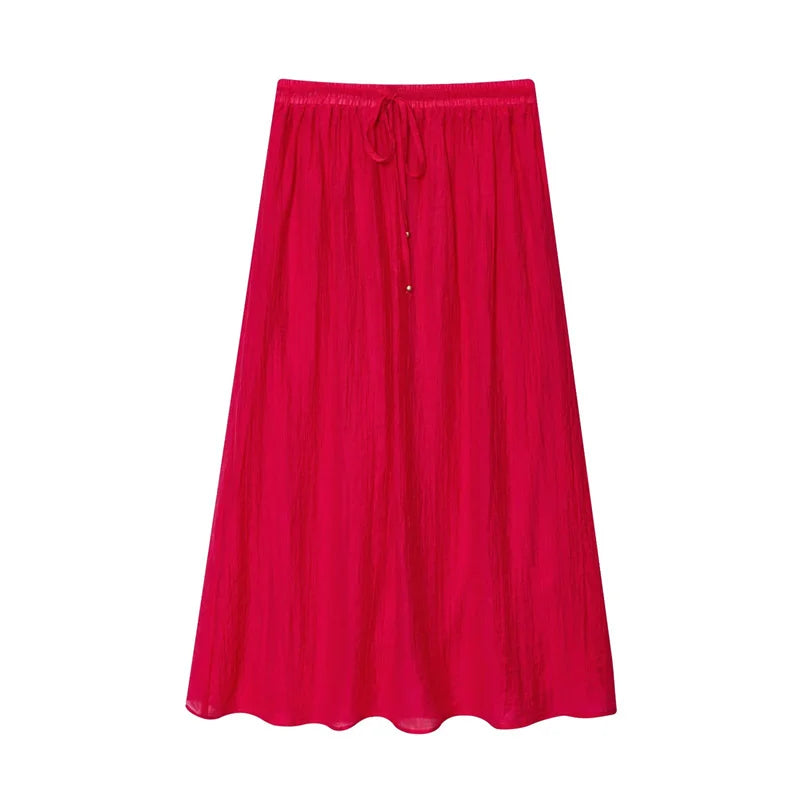 Elegant High Street Cute Fold Slim Suspender Short Top Midi Skirt