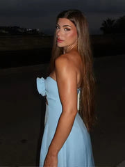 Elegant High Waist Strapless Flower Hollow Out Mini Dress