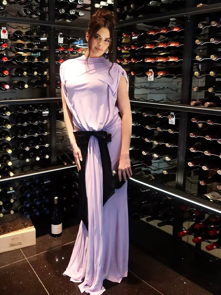 Elegant Hollow Out Bandage High Waist Sleeveless Maxi Dress
