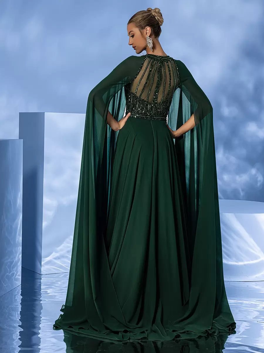 Elegant Jewel Neck With Train Sleeveless Zipper Beaded Chiffon Dresses