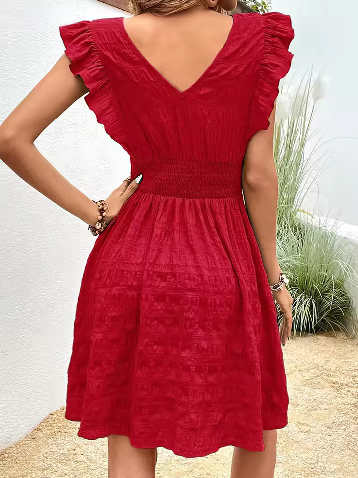 Elegant Knit Pullover V-Neck Slim Knee-Length Dress