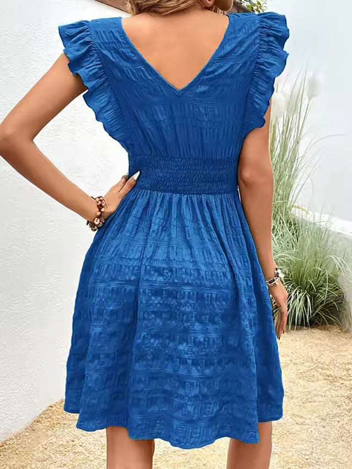 Elegant Knit Pullover V-Neck Slim Knee-Length Dress