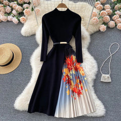 Elegant Knitted A-line Sweater Dress