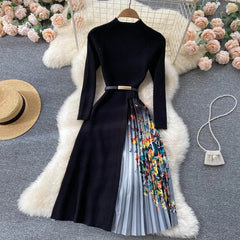 Elegant Knitted A-line Sweater Dress