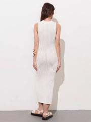 Elegant Knitted Cut-Outs Sleeveless Bodycon Long Dress
