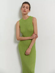 Elegant Knitted Cut-Outs Sleeveless Bodycon Long Dress
