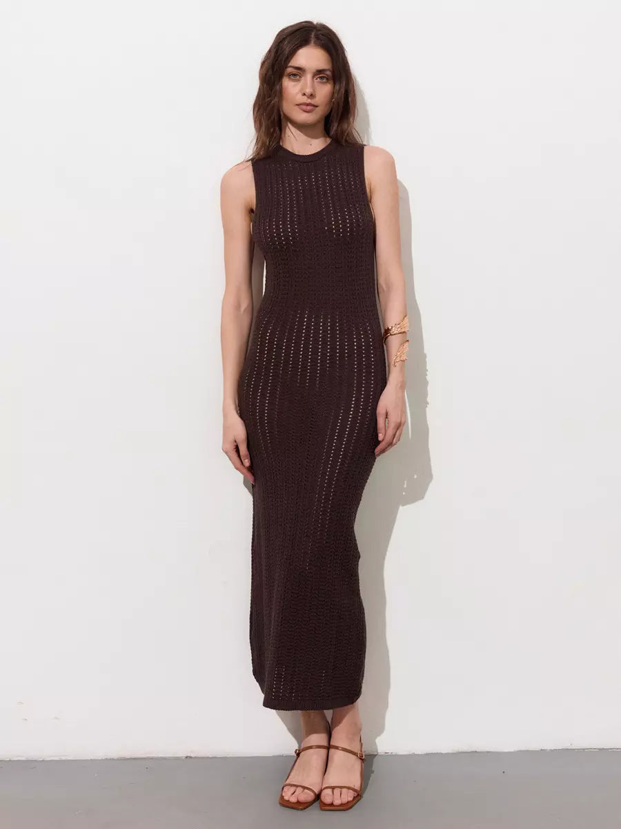Elegant Knitted Cut-Outs Sleeveless Bodycon Long Dress