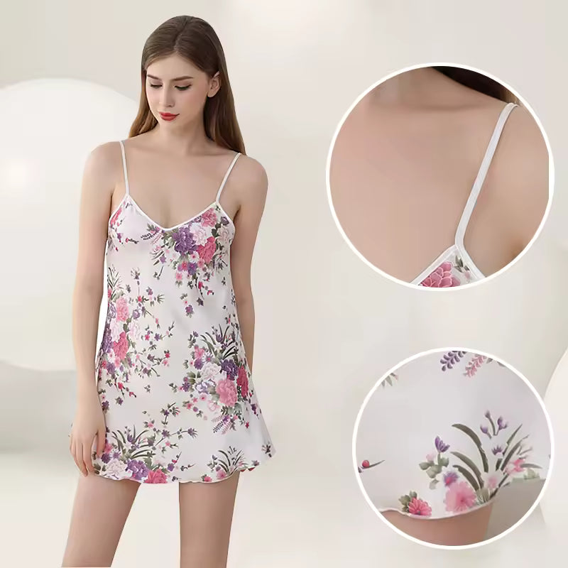 Elegant Knitted Printed Deep V-Neck Sleeveless Slim Fit Mini Dress