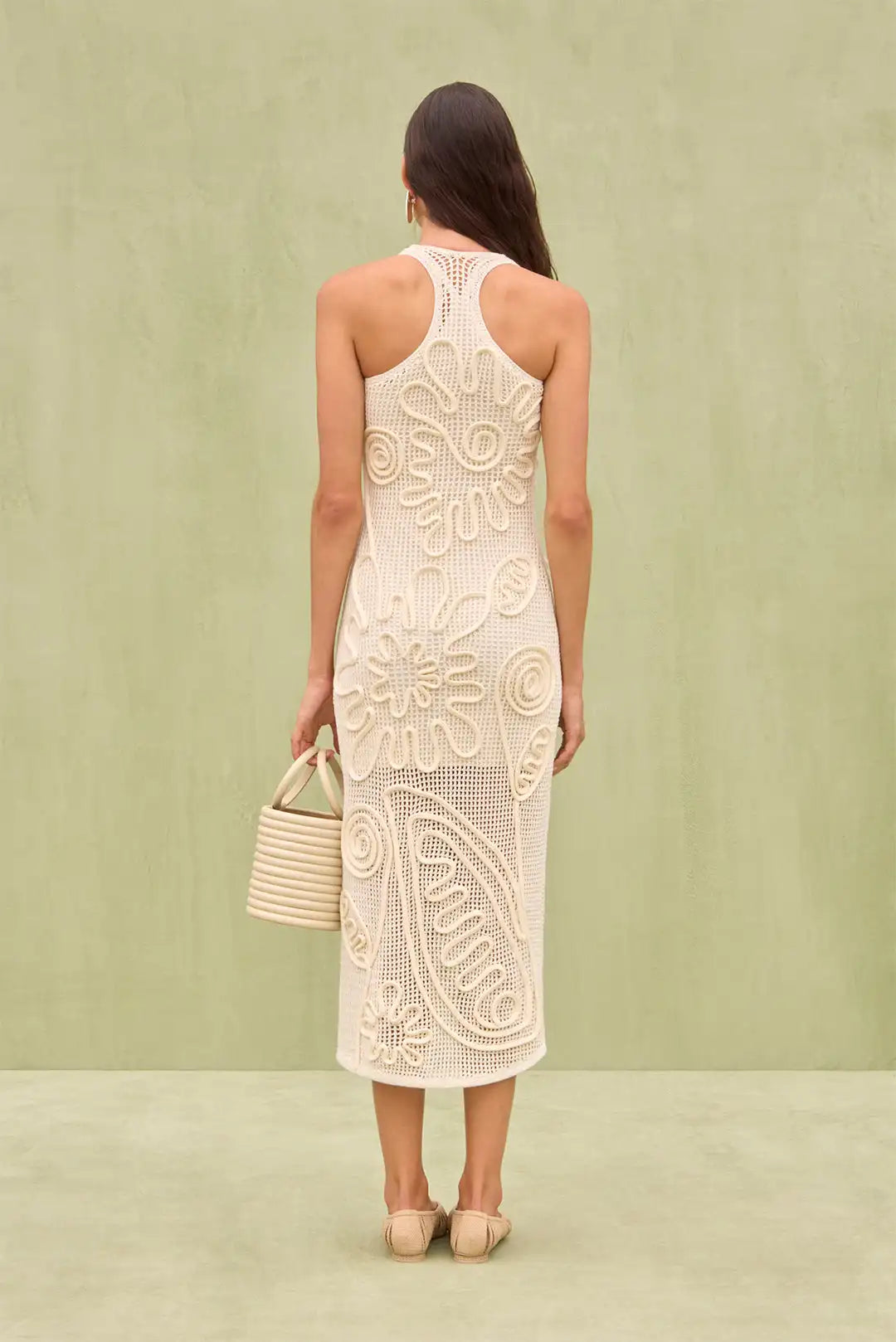 Elegant Knitted Sleeveless Backless Straight Through Robe Party Long Dress