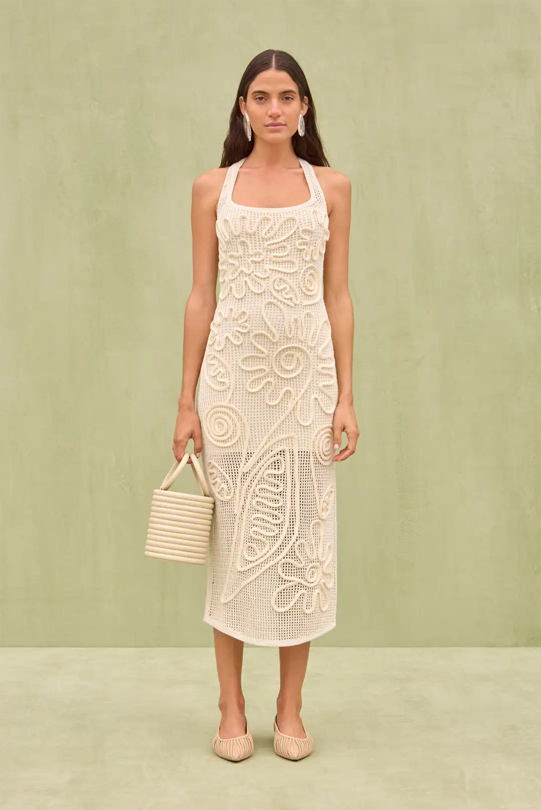 Elegant Knitted Sleeveless Backless Straight Through Robe Party Long Dress