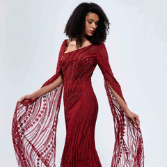 Elegant Lace Handmade Crystal Formal Evening Prom Mermaid Wedding Party Gowns