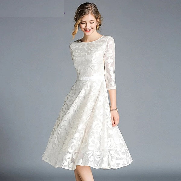 Elegant Lace Mesh Designer Vintage Party Dress