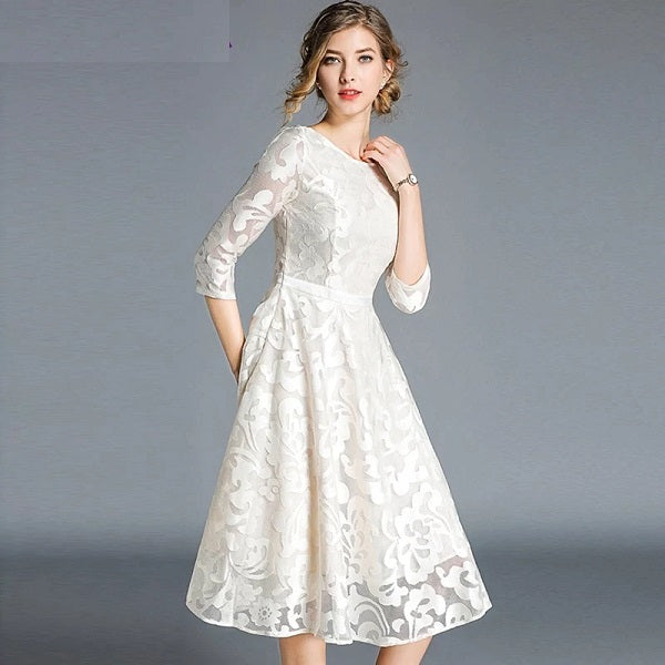 Elegant Lace Mesh Designer Vintage Party Dress