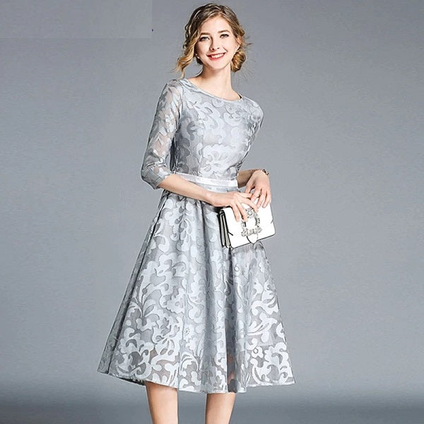 Elegant Lace Mesh Designer Vintage Party Dress