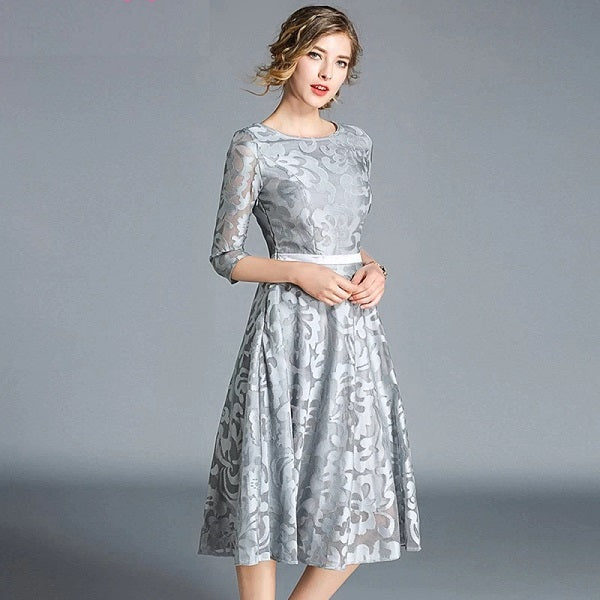 Elegant Lace Mesh Designer Vintage Party Dress