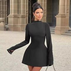 Elegant Lace Patchwork Waist Wrap A-line Mini Dress