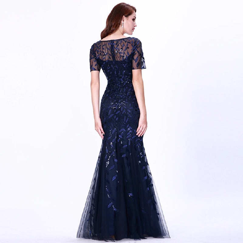 Elegant Lace Printing Evening Party Dress