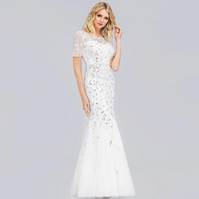 Elegant Lace Printing Evening Party Dress