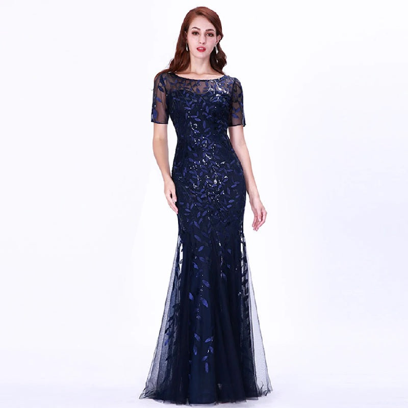 Elegant Lace Printing Evening Party Dress