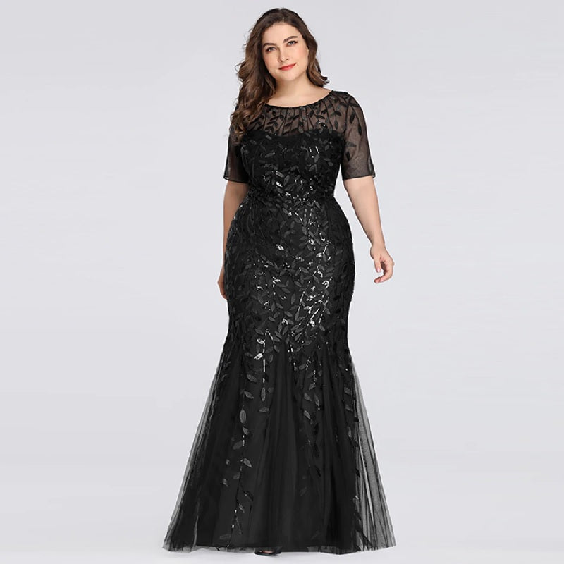 Elegant Lace Printing Evening Party Dress