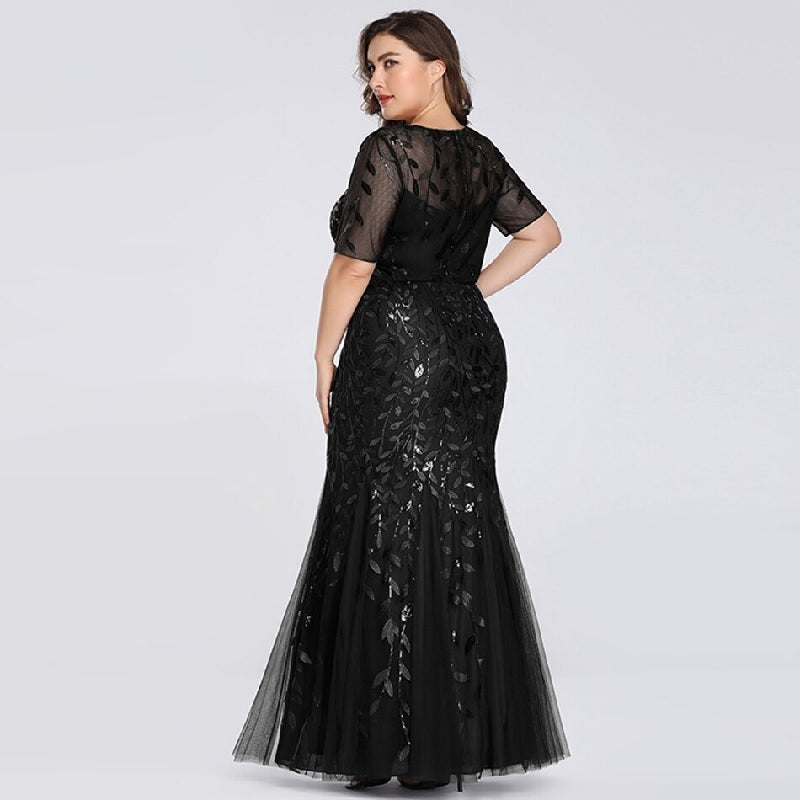 Elegant Lace Printing Evening Party Dress