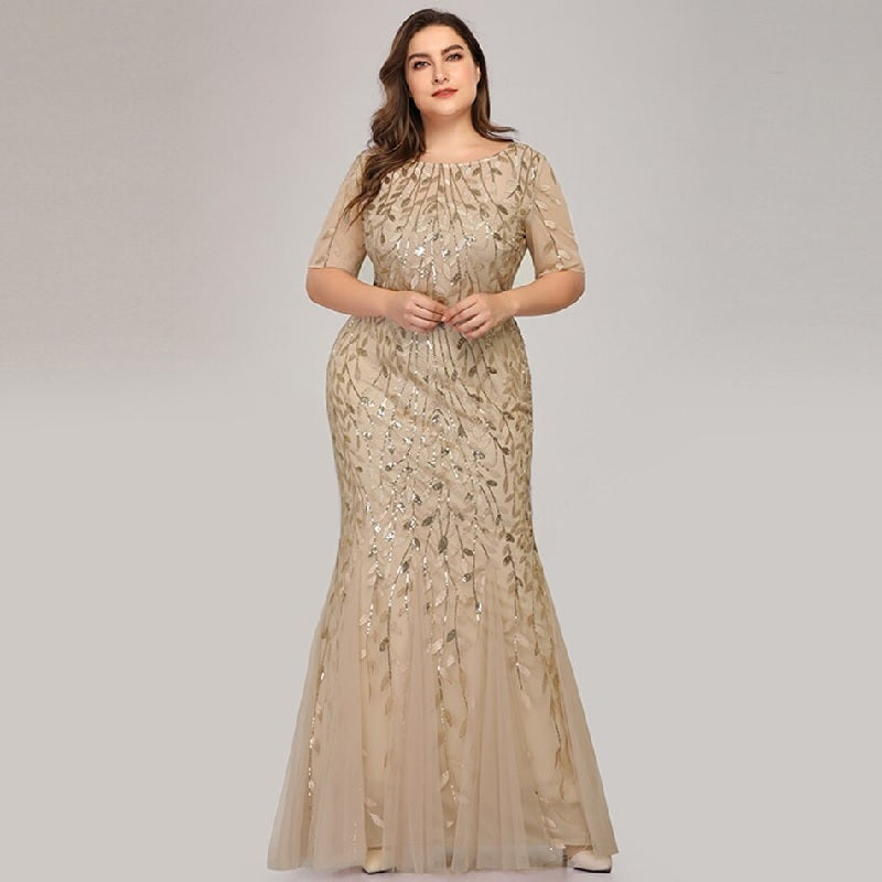 Elegant Lace Printing Evening Party Dress