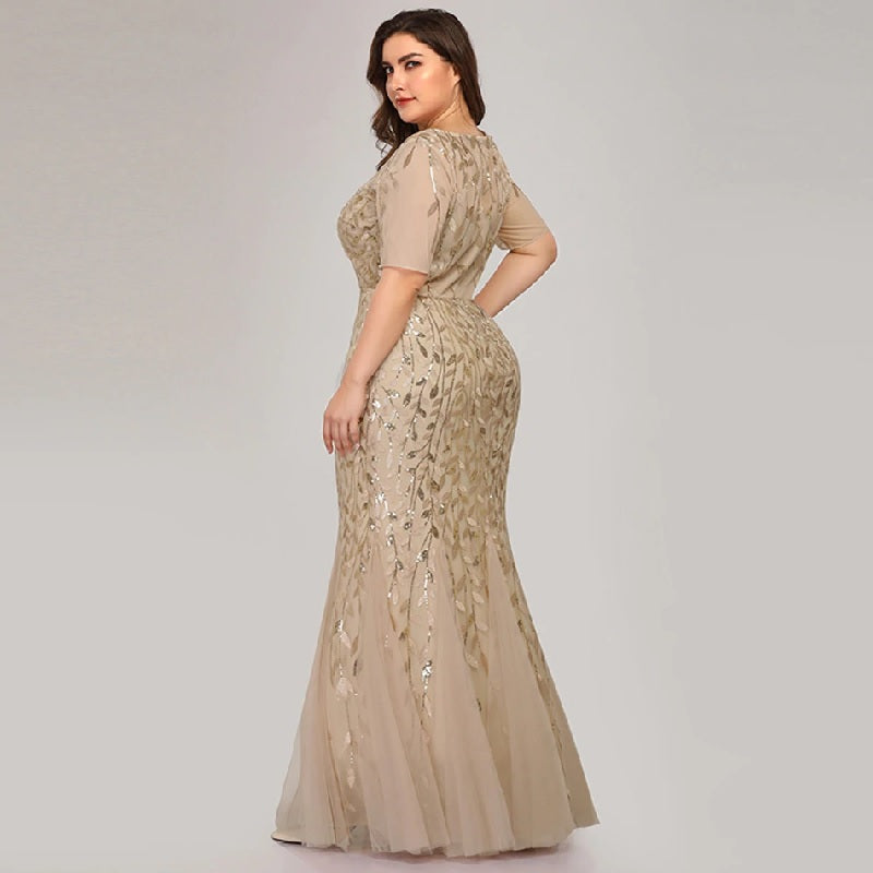 Elegant Lace Printing Evening Party Dress