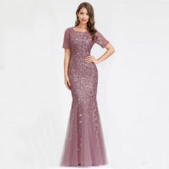 Elegant Lace Printing Evening Party Dress