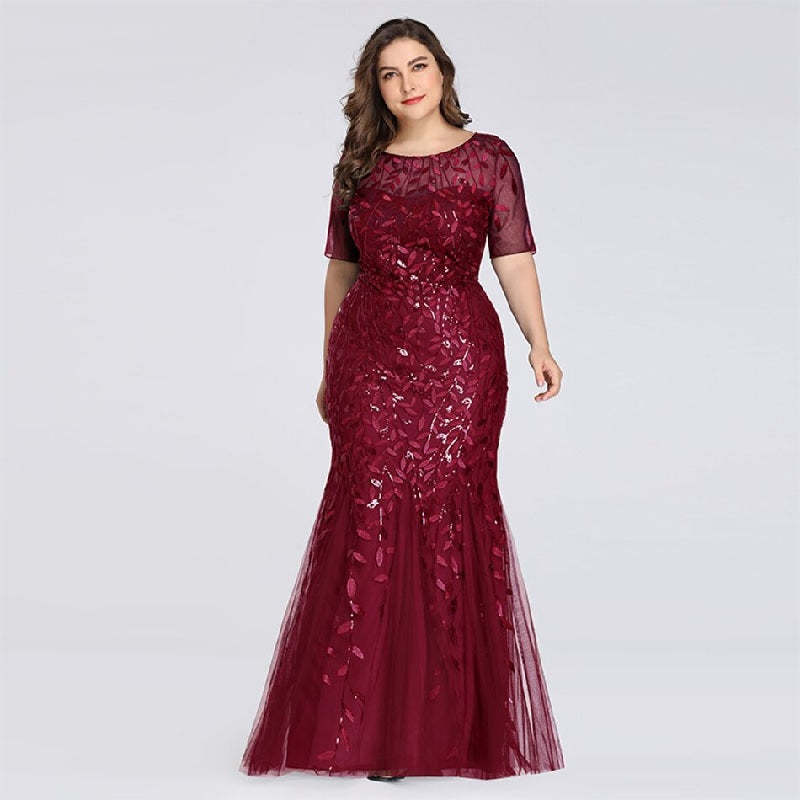 Elegant Lace Printing Evening Party Dress