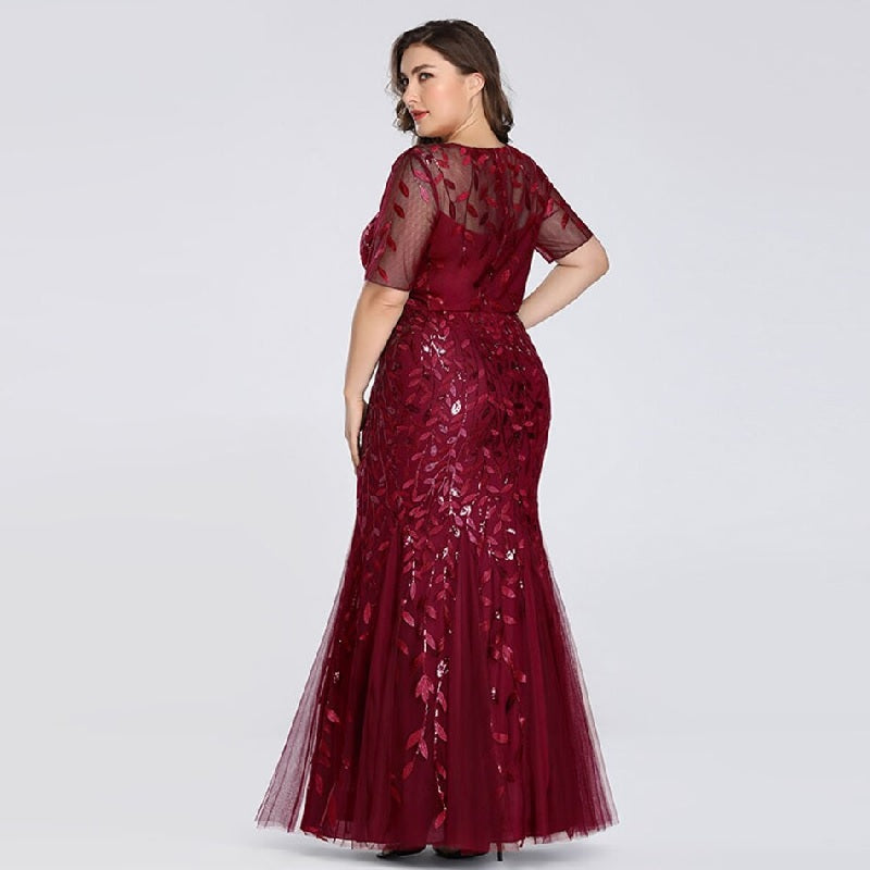 Elegant Lace Printing Evening Party Dress