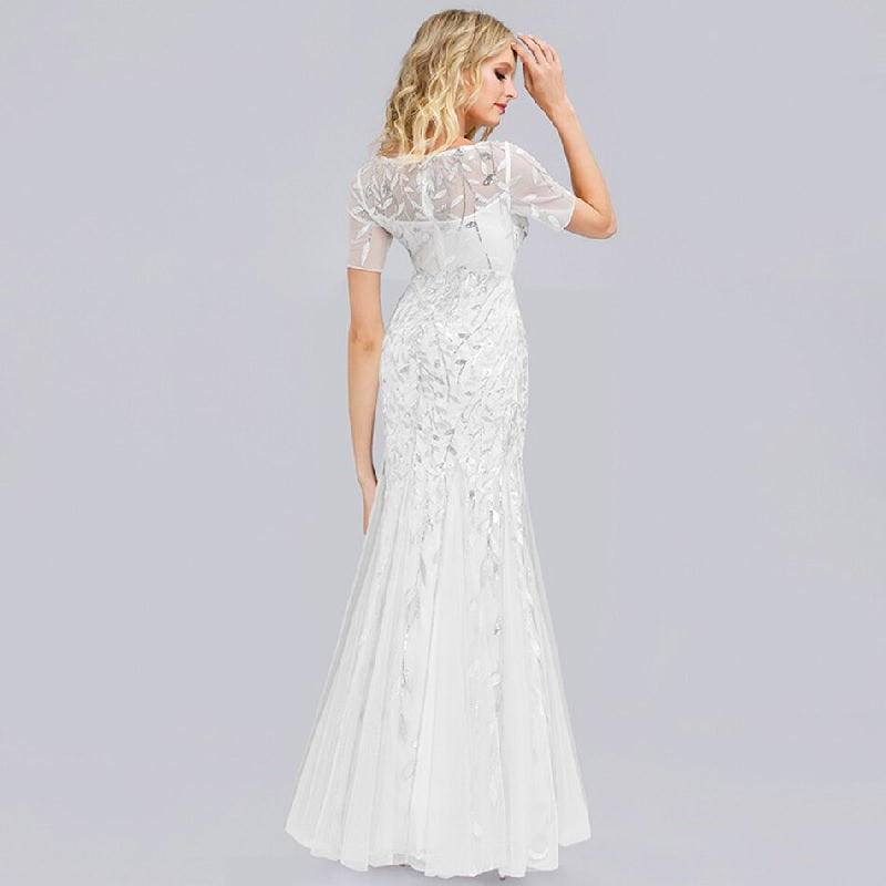 Elegant Lace Printing Evening Party Dress