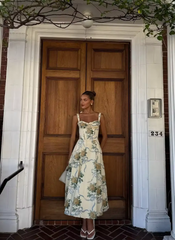 Elegant Lace Up Mesh Sheer Patchwork Sleeveless High Waist Printed Long Dress