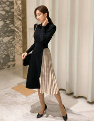 Elegant Lace-Up Waist Mid-Length Knitted large Skirt Sweater Dress