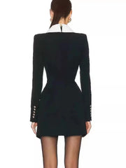 Elegant Lapel Long Sleeve Buttons Parchwork Single Breasted Bodycon Bandage Mini Dresses