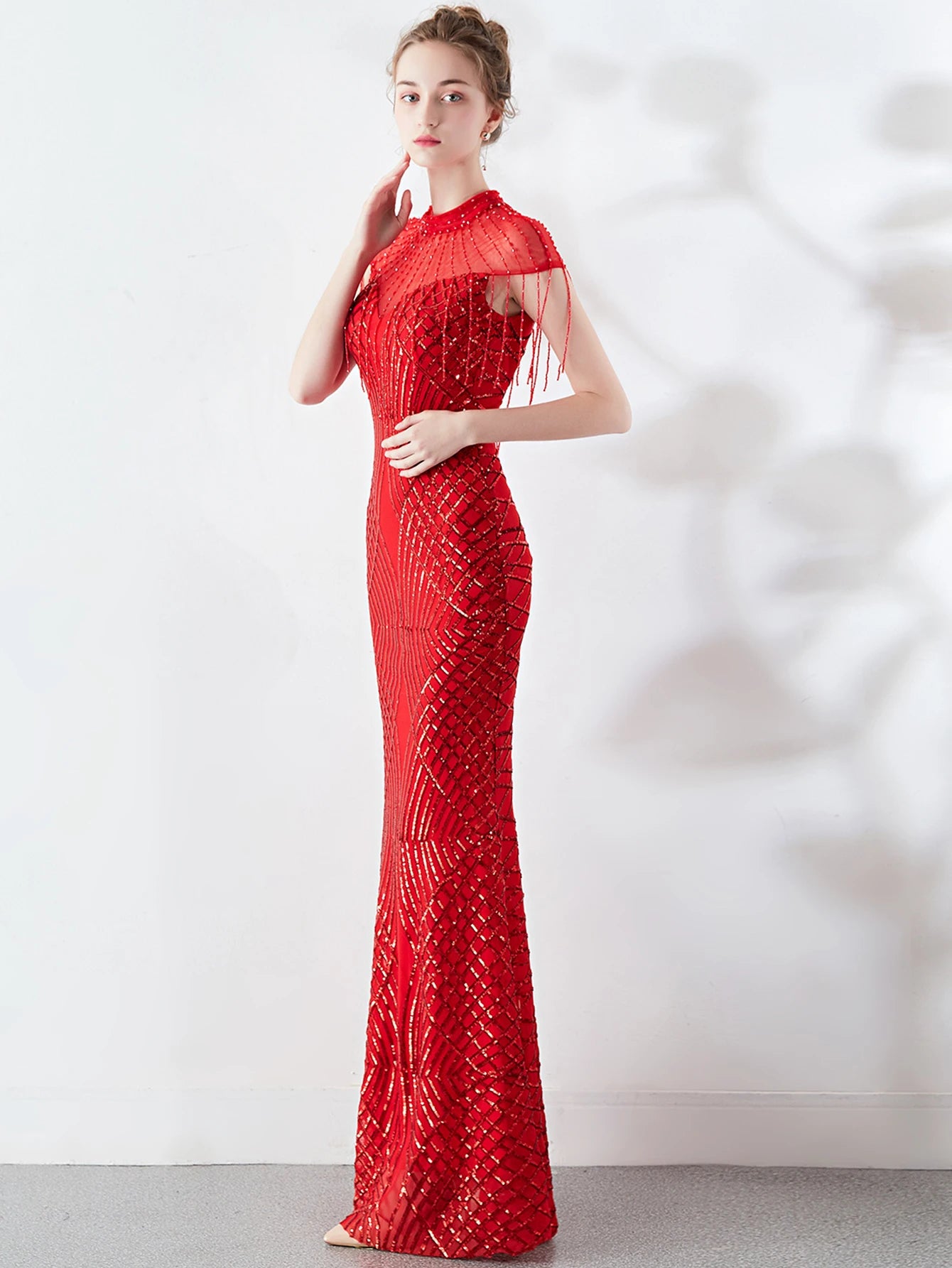 Elegant Long Prom Sequin Zipper Medium Stretch Maxi Evening dress