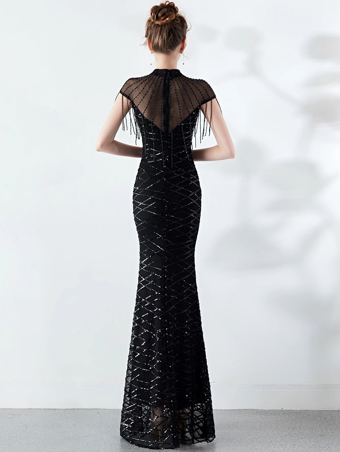 Elegant Long Prom Sequin Zipper Medium Stretch Maxi Evening dress