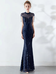 Elegant Long Prom Sequin Zipper Medium Stretch Maxi Evening dress