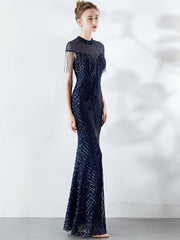 Elegant Long Prom Sequin Zipper Medium Stretch Maxi Evening dress
