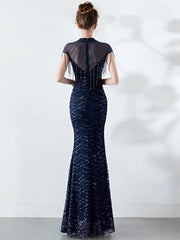 Elegant Long Prom Sequin Zipper Medium Stretch Maxi Evening dress