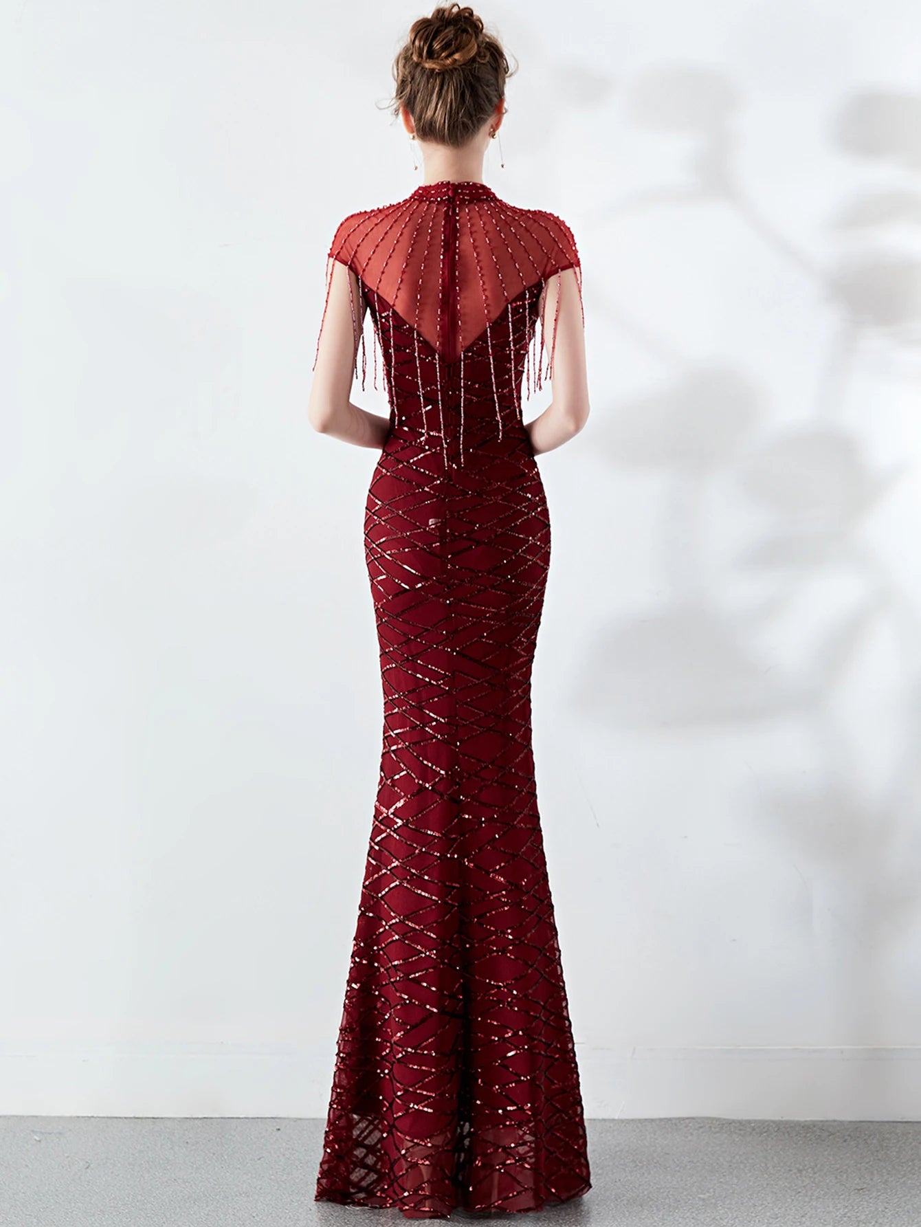 Elegant Long Prom Sequin Zipper Medium Stretch Maxi Evening dress