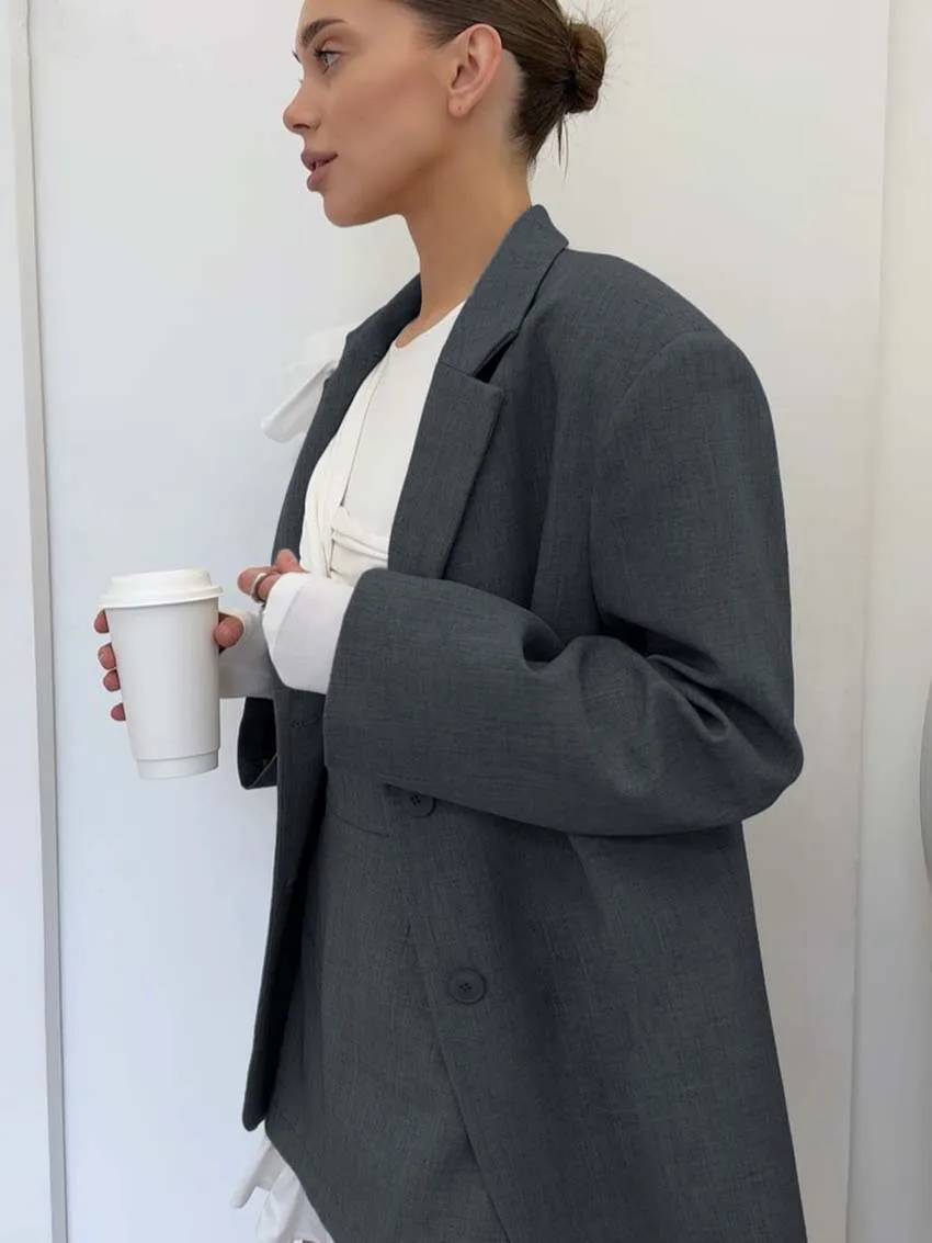 Elegant Long Sleeve Ruffled Button Blazers High Waist Mini Skirts Sets