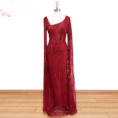 Elegant Lace Handmade Crystal Formal Evening Prom Mermaid Wedding Party Gowns