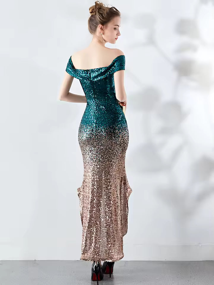 Elegant Luxury Backless Sequin Birthday Maxi Dress