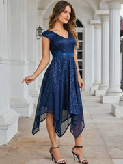 Elegant Luxury Backless Sequin Birthday Party Midi Dresses