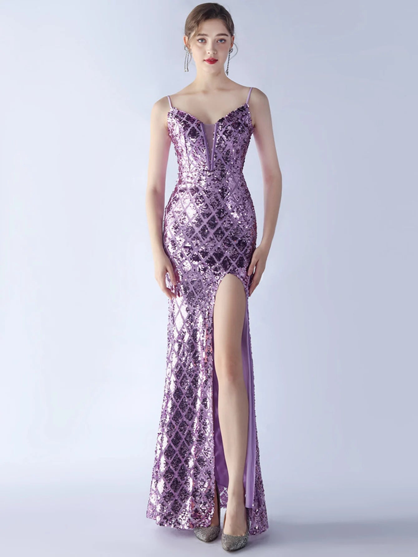Elegant Luxury Backless Sequin Bodycon Party Prom Long Maxi Dress