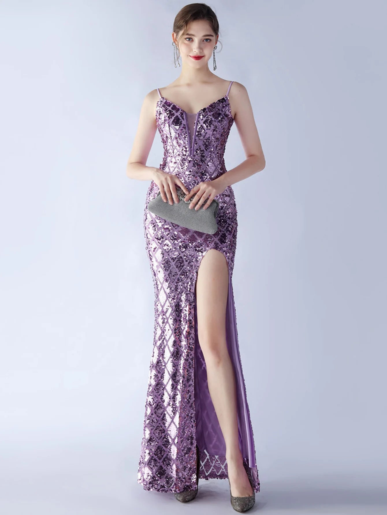 Elegant Luxury Backless Sequin Bodycon Party Prom Long Maxi Dress