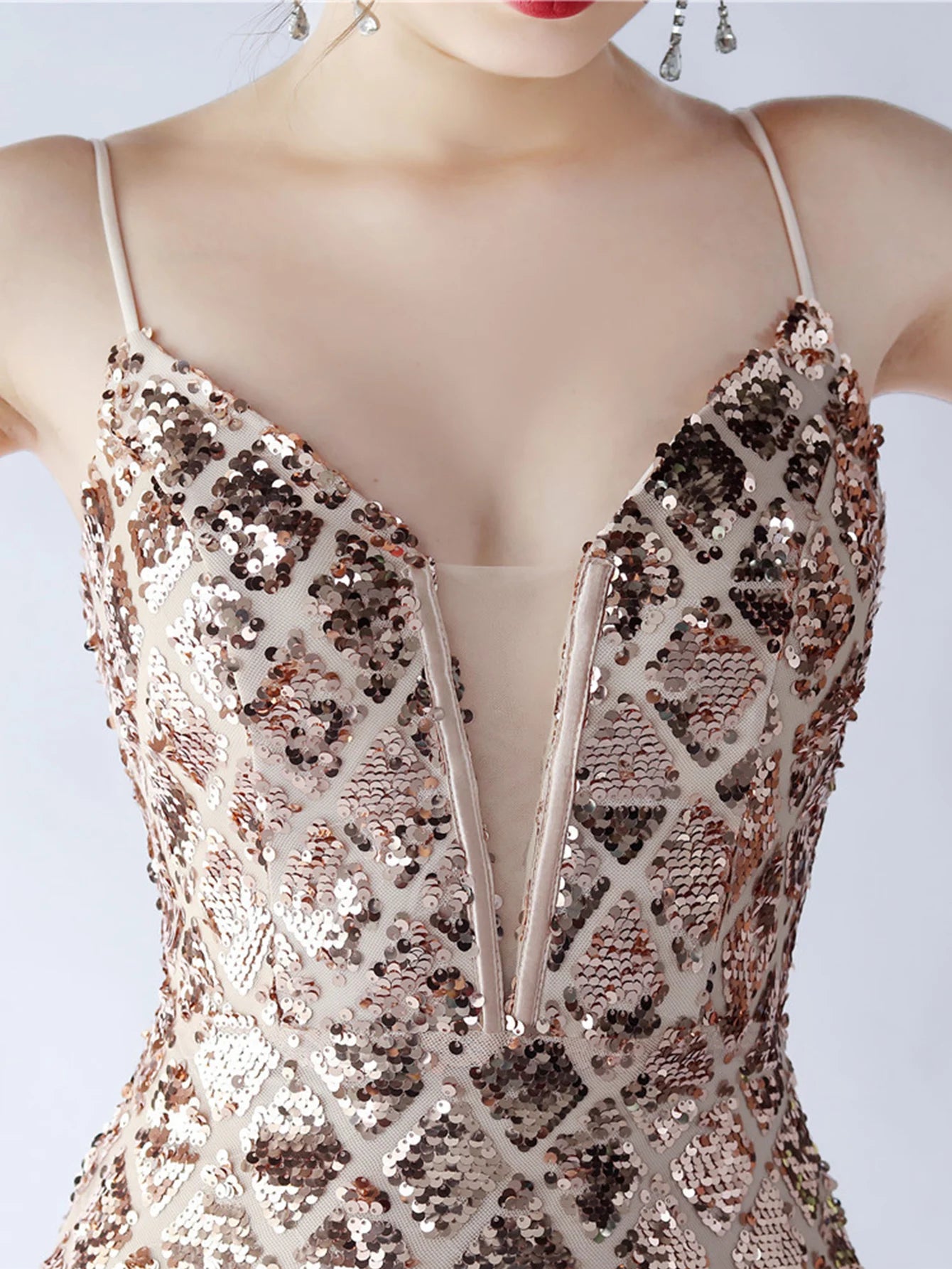 Elegant Luxury Backless Sequin Bodycon Party Prom Long Maxi Dress