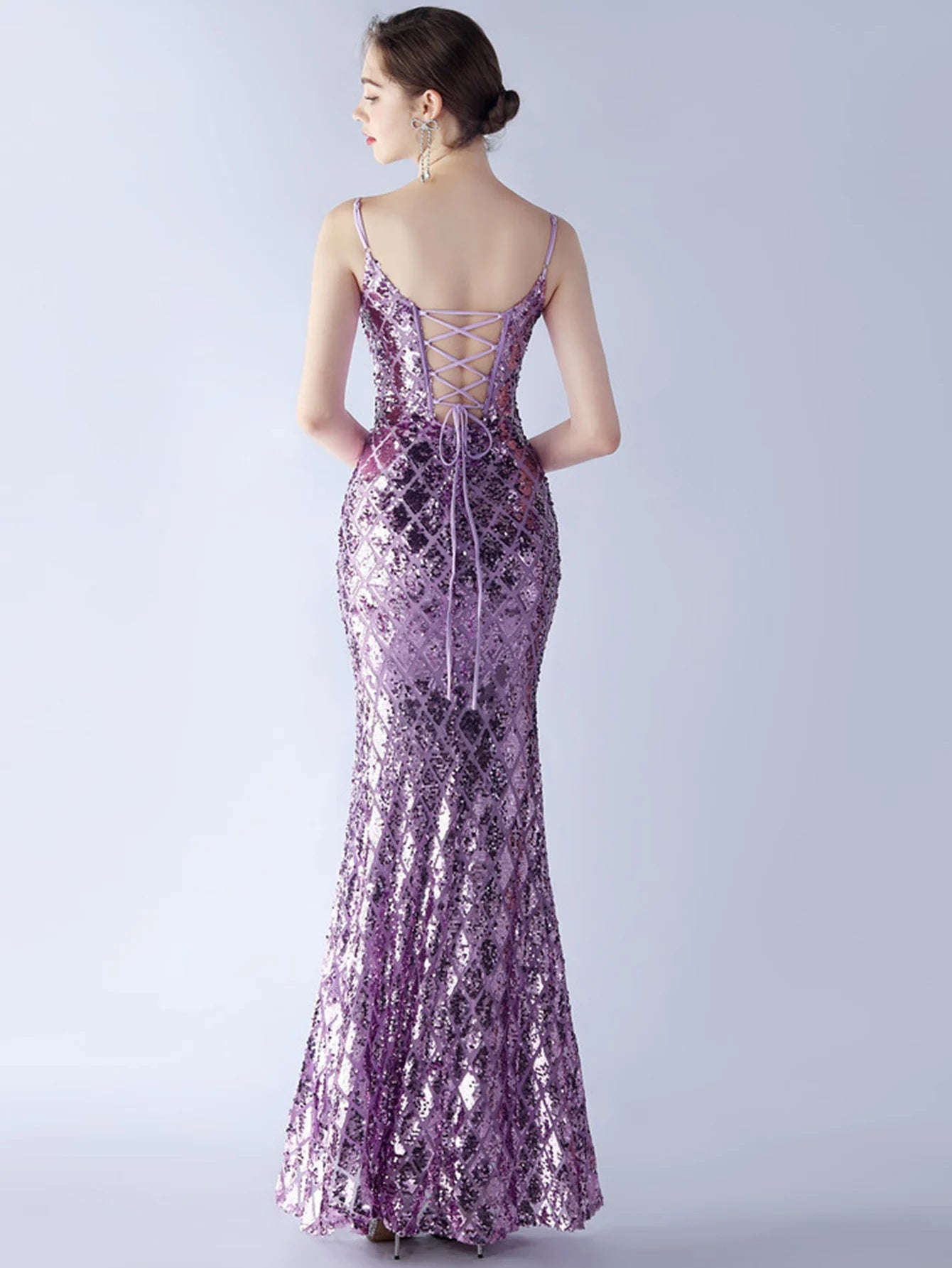 Elegant Luxury Backless Sequin Bodycon Party Prom Long Maxi Dress