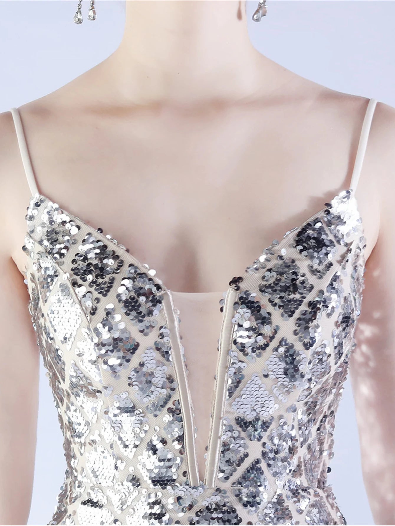 Elegant Luxury Backless Sequin Bodycon Party Prom Long Maxi Dress