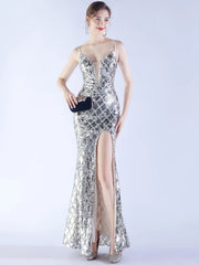 Elegant Luxury Backless Sequin Bodycon Party Prom Long Maxi Dress